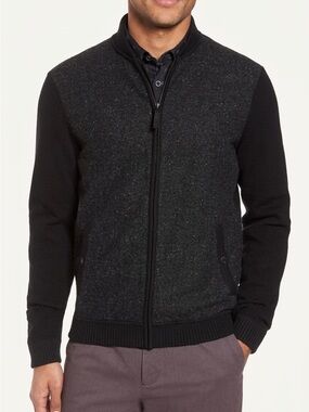 Ted Baker  Herringbone Bomber Full-Zip Sweater Jacket
